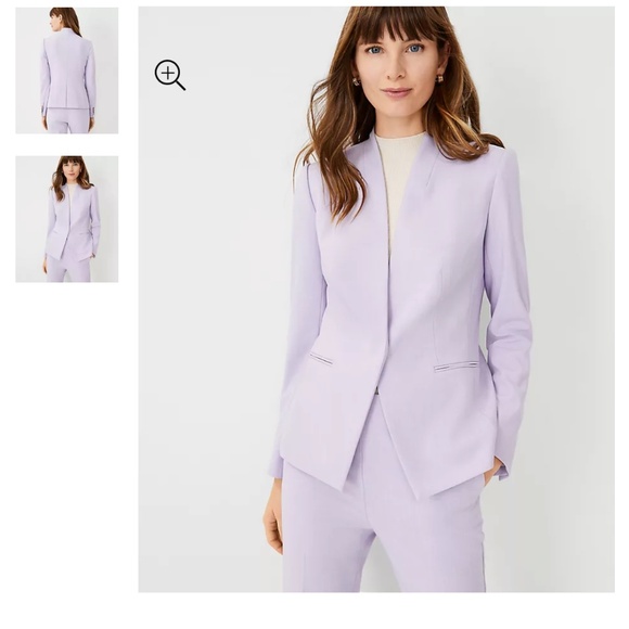 Ann Taylor The Cutaway Blazer in Bi-Stretch in Soft Violet Size 12 - Picture 3 of 9
